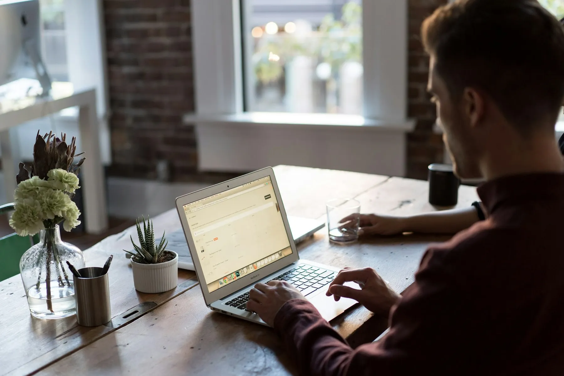 An accountant working securely with client records
